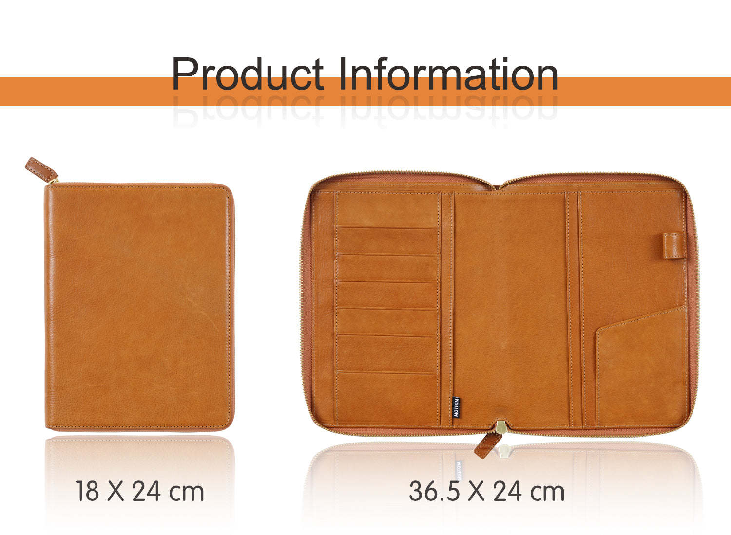 Moterm Zip Planner Cover - A5 (Vegetable Tanned Leather)