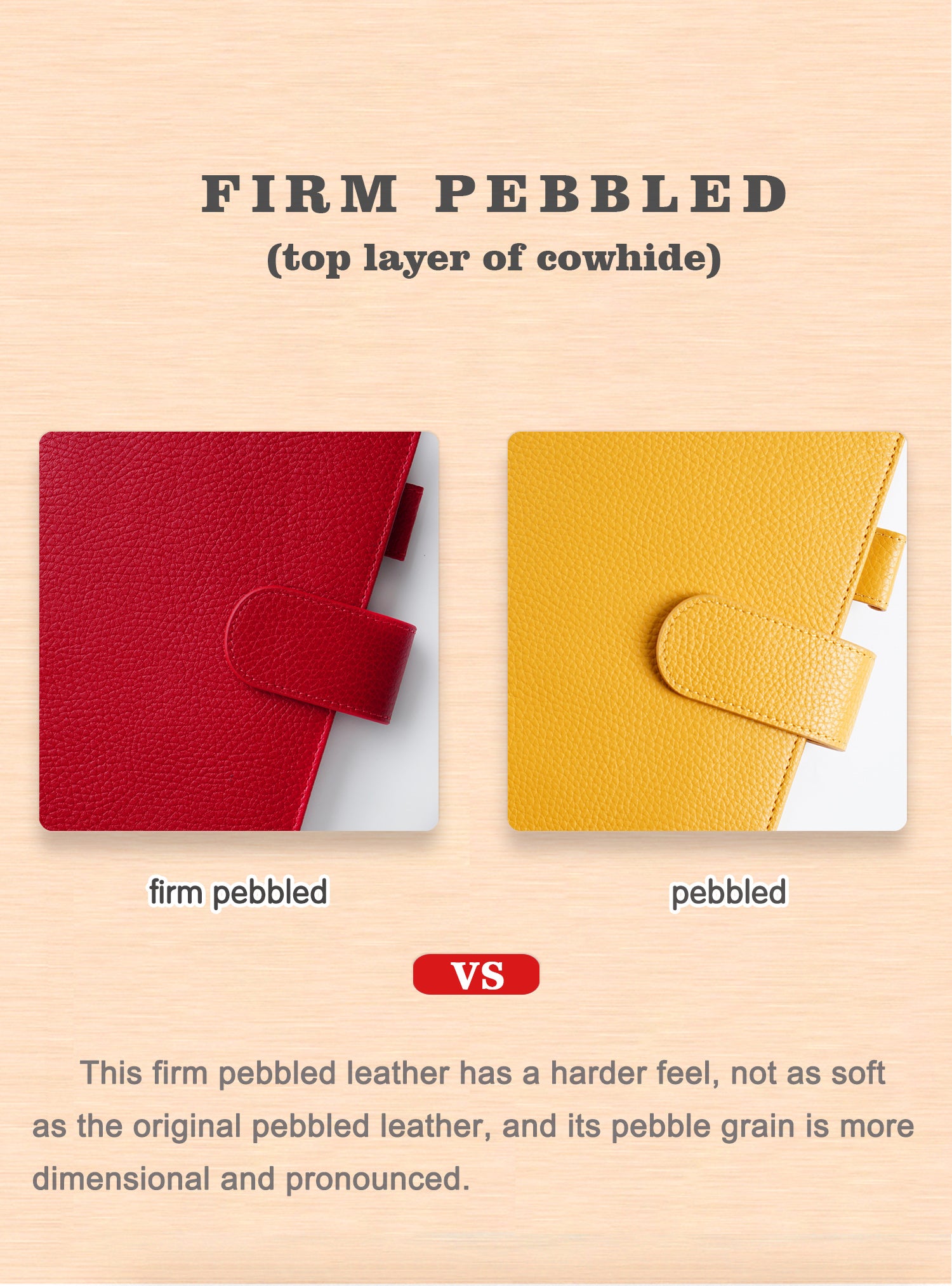 Moterm Firm Pebbled Grain Leather A5 A6 B6 Weeks Cherry Red Color Genu –  The Stationery Manor!