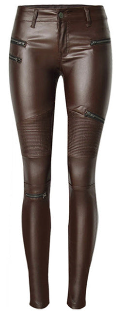 brown leather pants womens