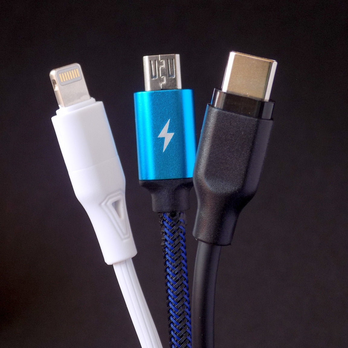 Lightning, micro-USB, and USB-C cable