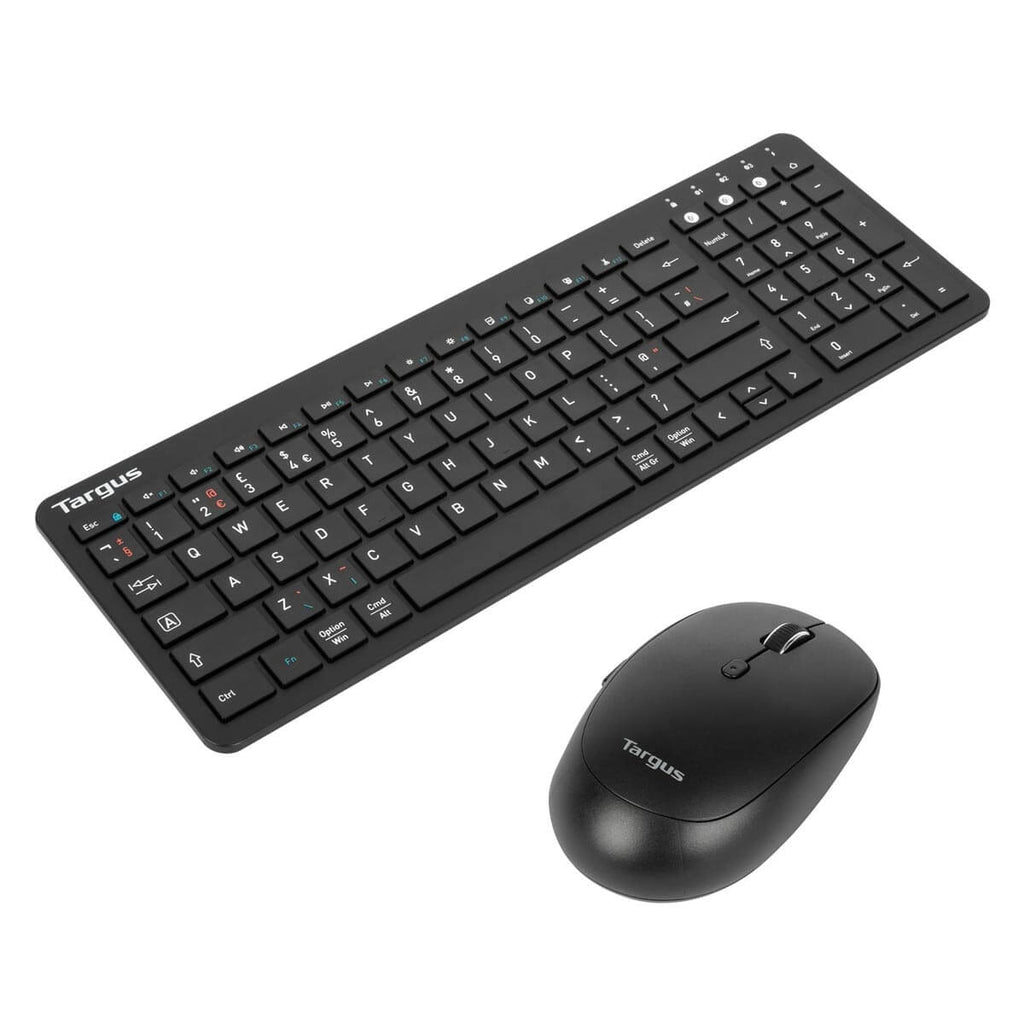 Targus UK Antimicrobial Universal Midsize Bluetooth Keyboard (UK) And Midsize Comfort Multi-Device Antimicrobial Wireless Mouse Bundle