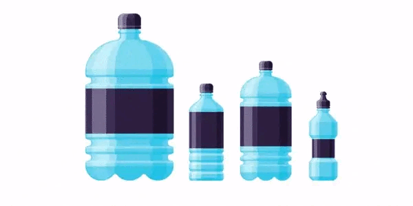 gif of water bottles being transformed into laptop bags