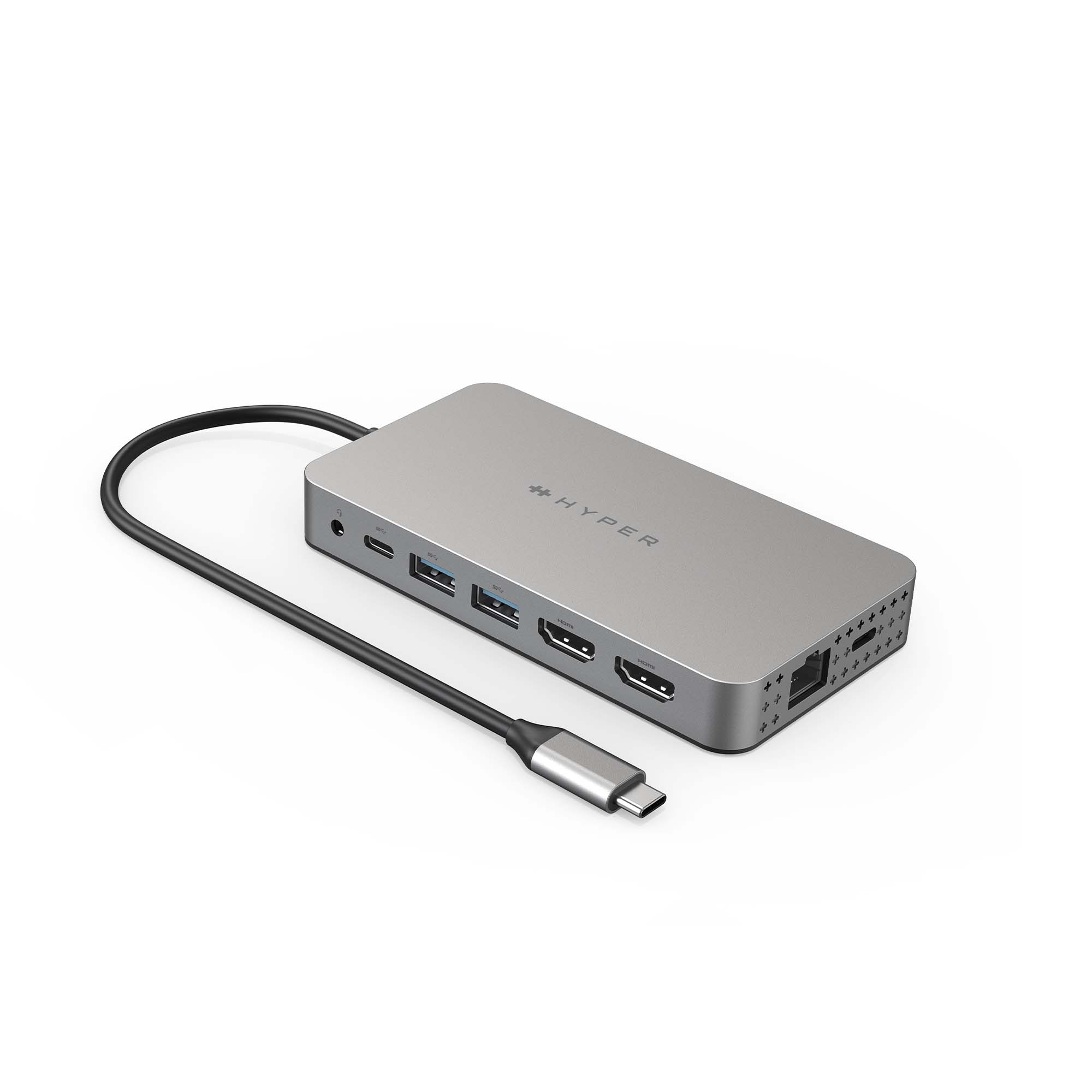 Hyper HyperDrive Dual 4K HDMI 10-in-1 USB-C Hub For M1/M2/M3 MacBooks - Silver