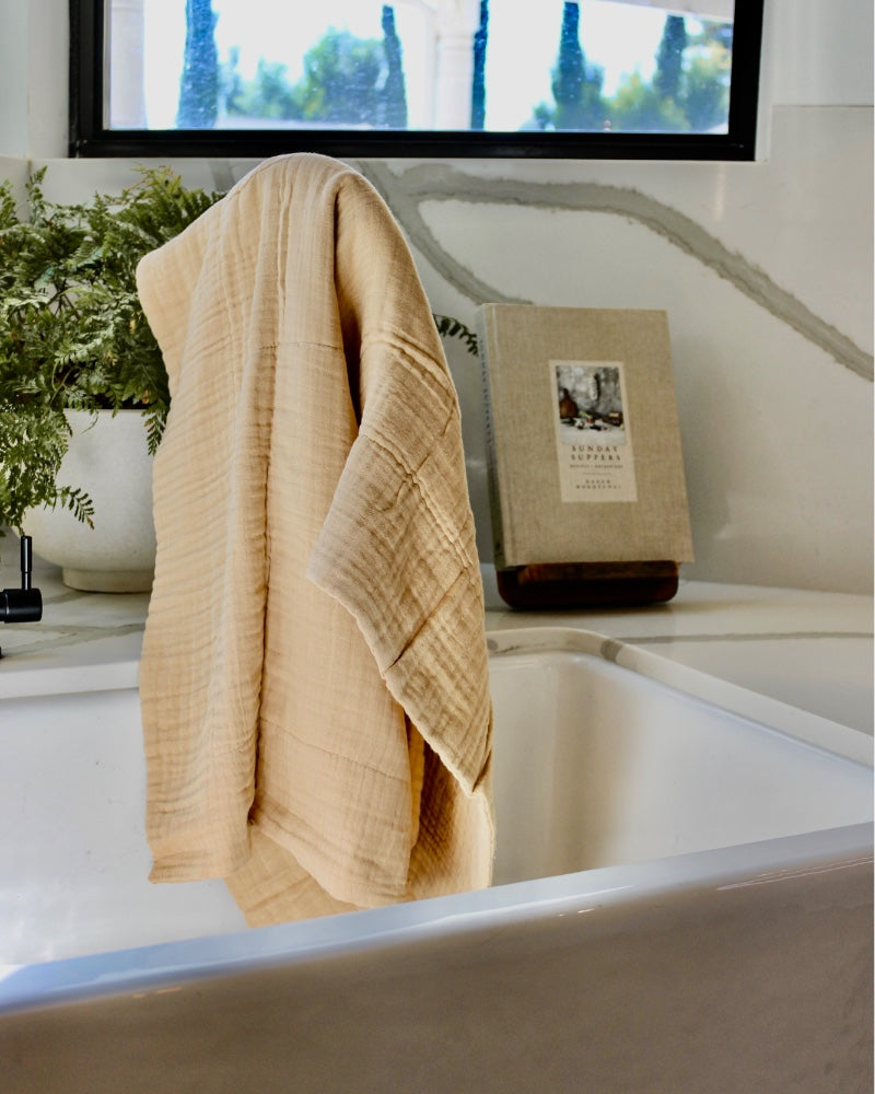 Oversized Beige Hand Towels