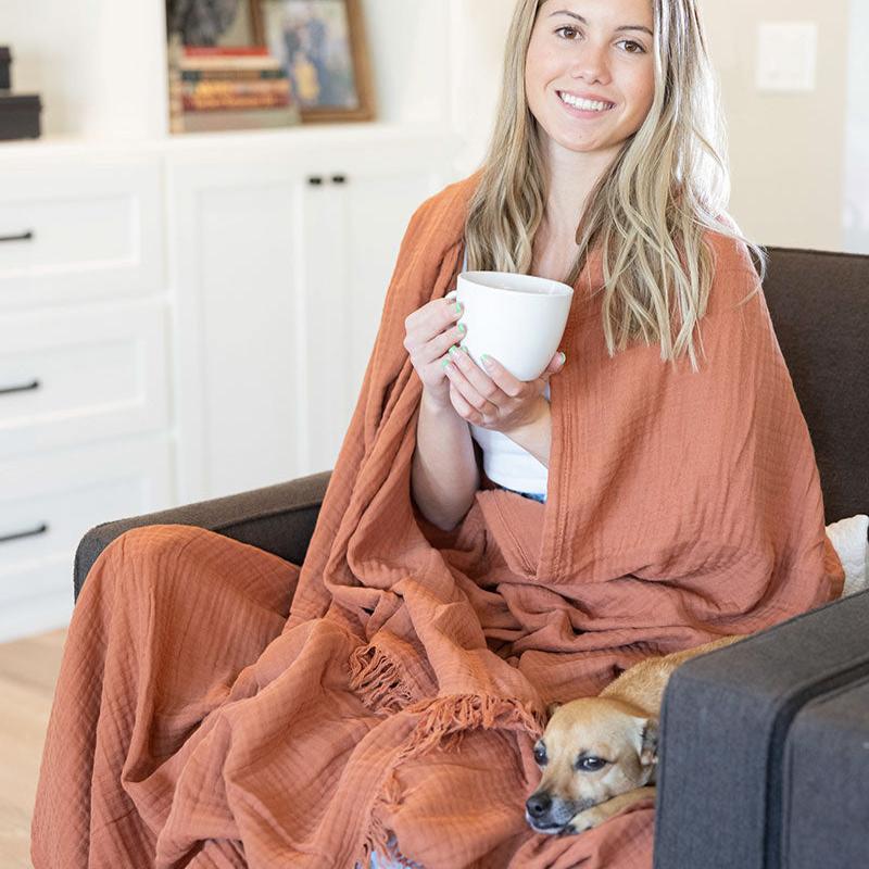 Oversized Fringe Throw – Muslin Comfort