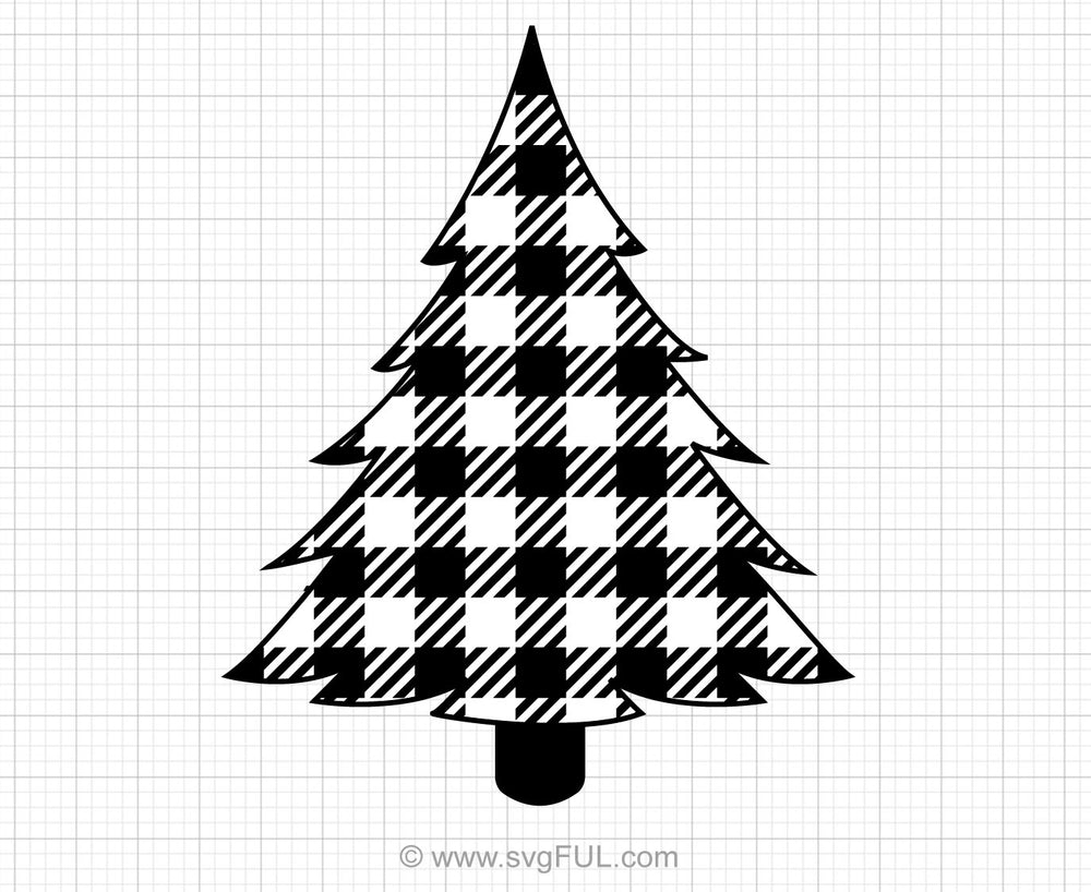 Buffalo Plaid White Christmas Tree Svg Clipart – svgFUL