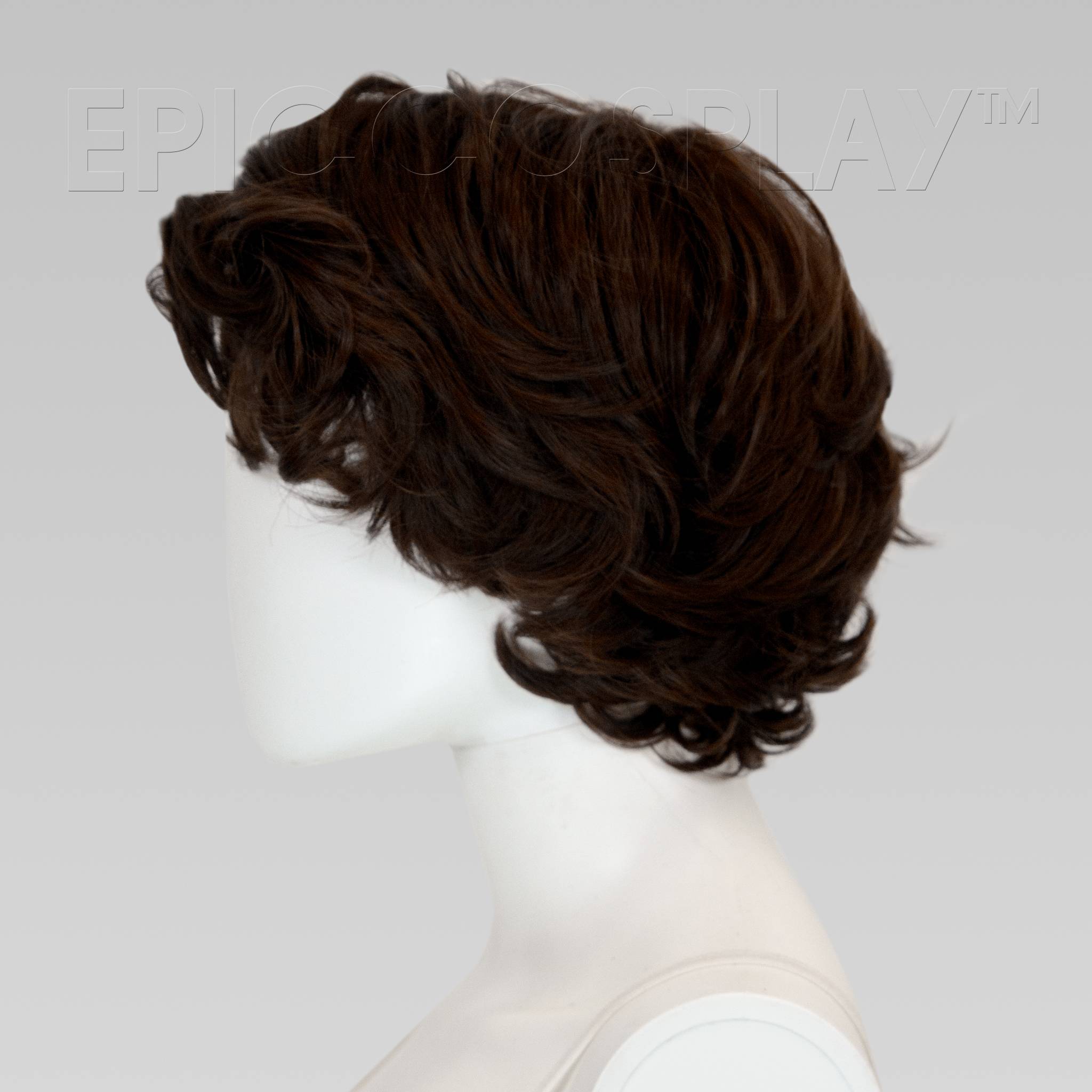 dark brown curly wig