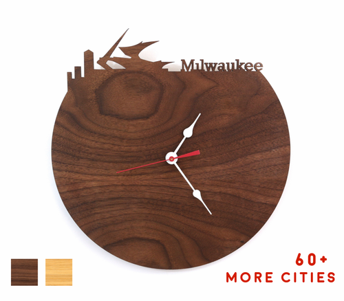 Milwaukee Skyline Time Zone Clock - Cityscape Art Clock - Long Distance Relationship Gift