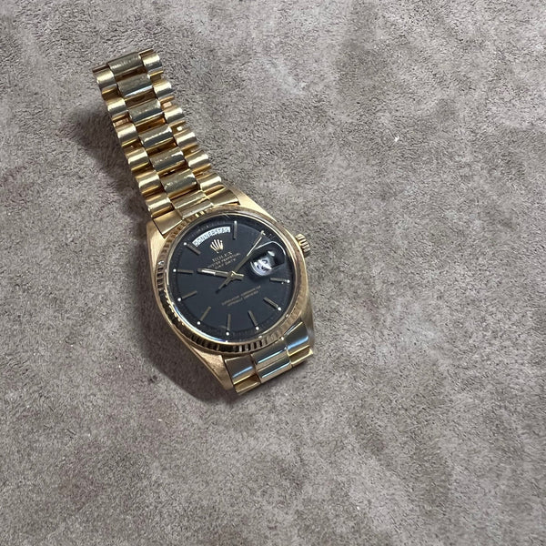 Rolex 18K Black Day-Date President Vintage Watch I Veralet