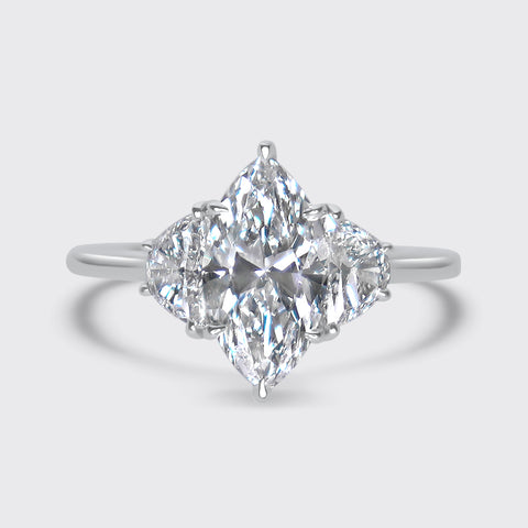 1.70ct Marquise Cut Diamond with Half Moon Sidestones