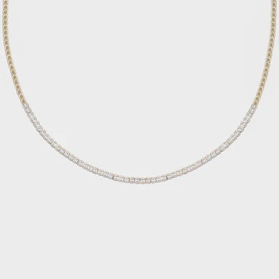 Bezel Set Emerald Cut Diamond Tennis Necklace