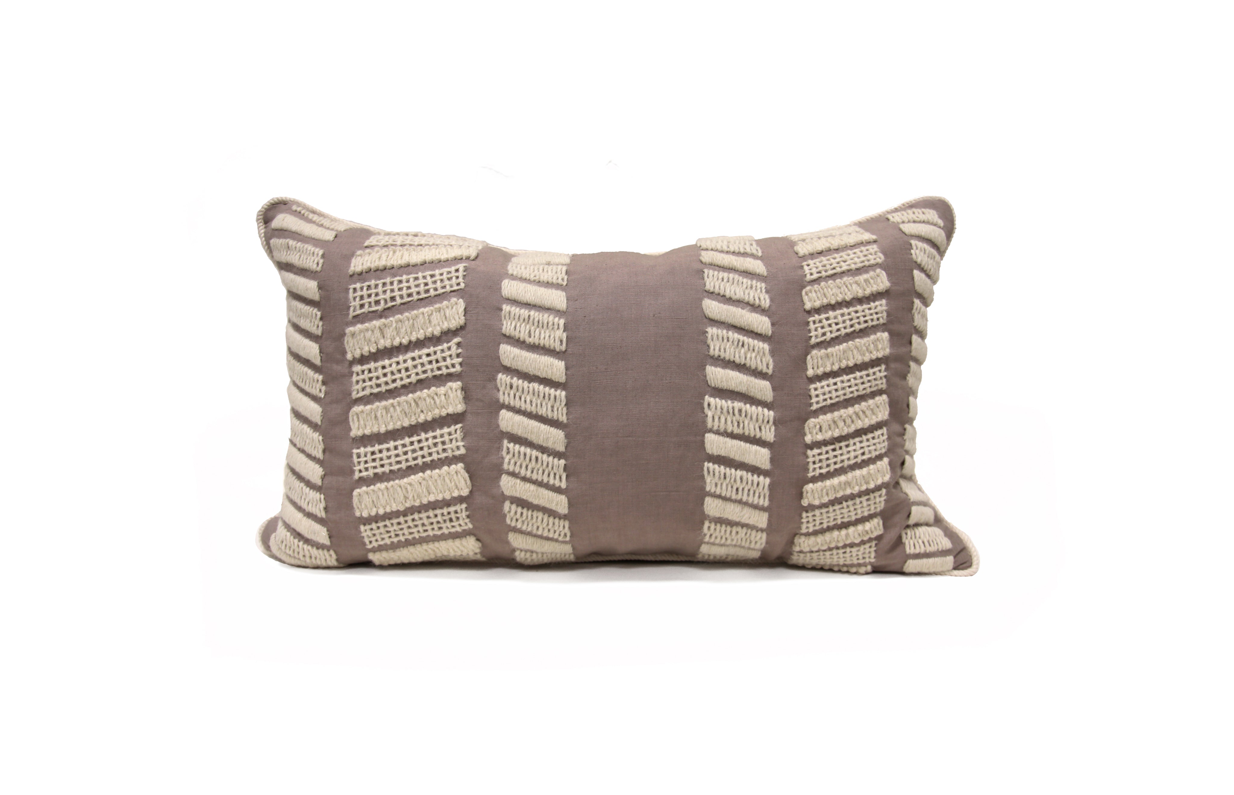 Rialto Stitch Pillow - Gray & Bone