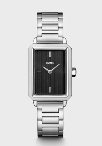 Silver And Black Steel Fluette Watch