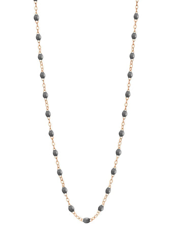 Collier Classique Gigi 42cm Or Rose & Résines Gris Foncé