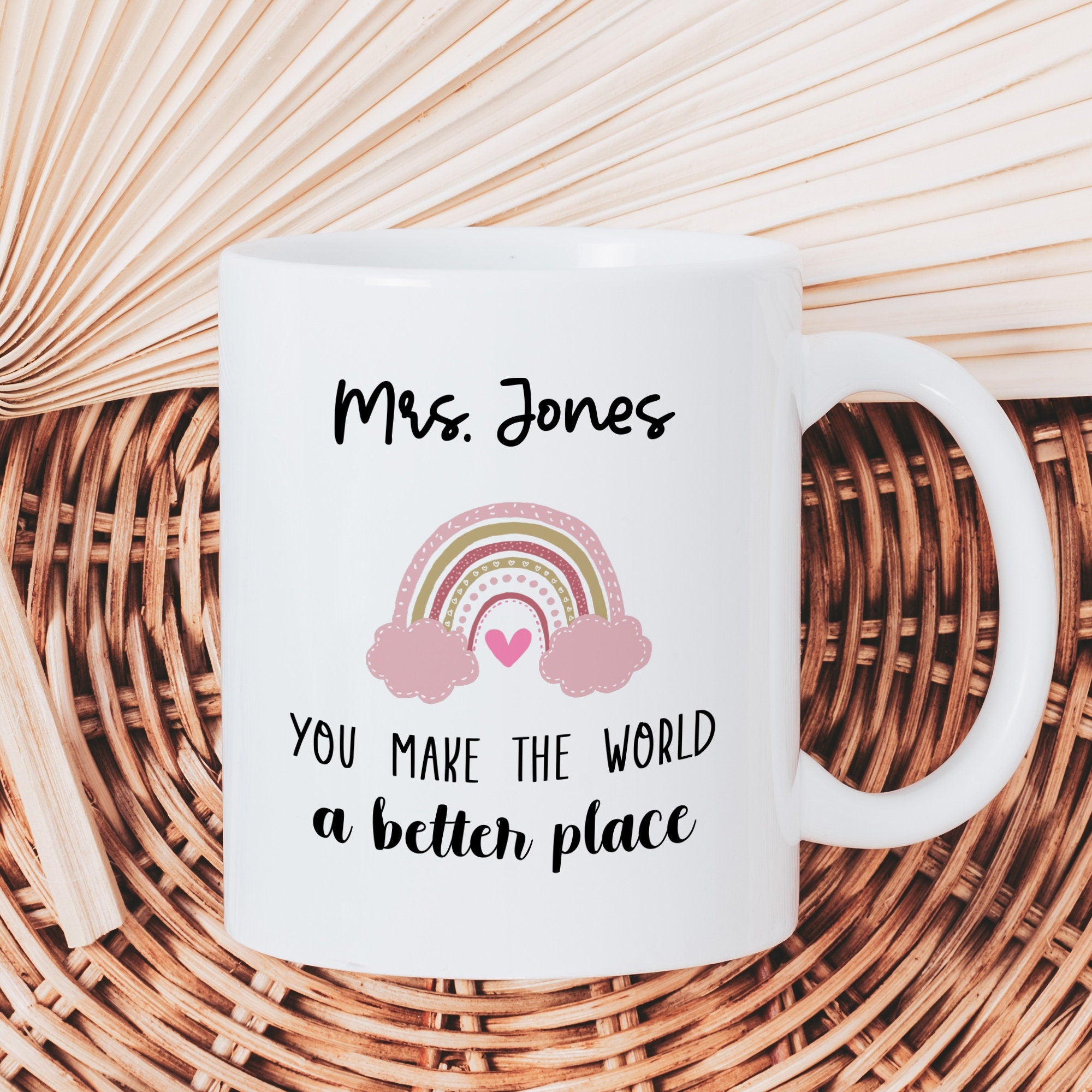 Personalised Teacher Mug, Rainbow, Teacher End Of Term Thank You Gift ...