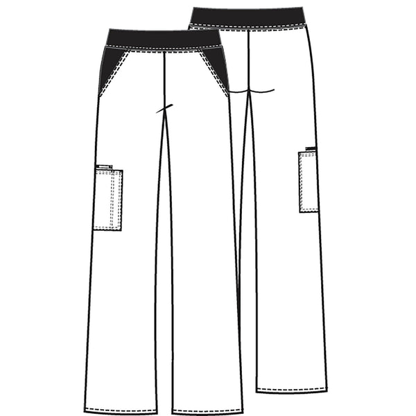 Cherokee Flexibles 1031 Scrubs Pants Women's Mid Rise Knit Waist Pull-On Black 4XL