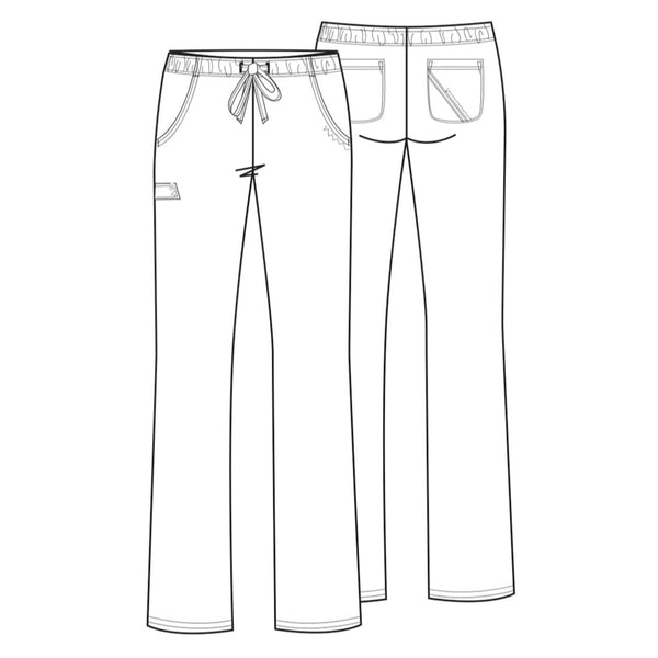 Cherokee Luxe 1066 Scrubs Pants Women's Low Rise Straight Leg Drawstring White 3XL