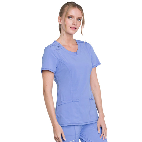 Cherokee Infinity 2624A Scrubs Top Women's Round Neck Ciel Blue 5XL