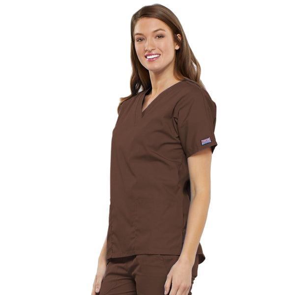 Cherokee Workwear 4700 Scrubs Top Women's V-Neck Chocolate 4XL