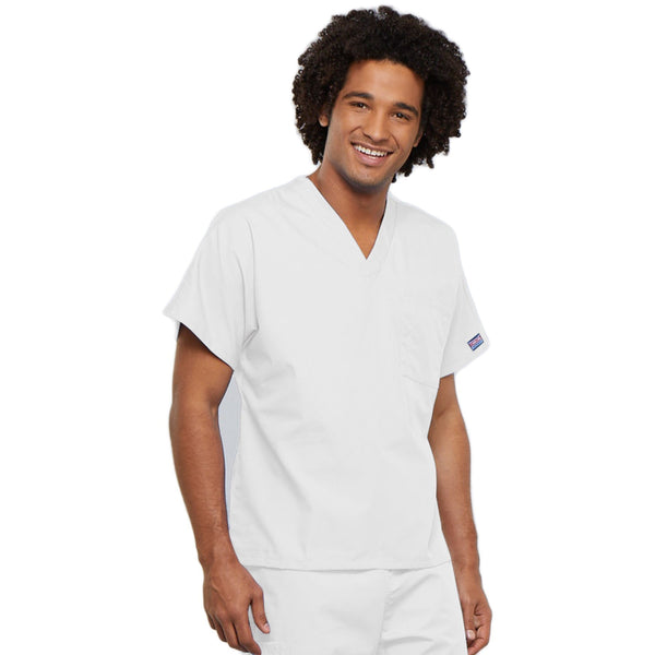 Cherokee Workwear 4777 Scrubs Top Unisex V-Neck Tunic. White 4XL