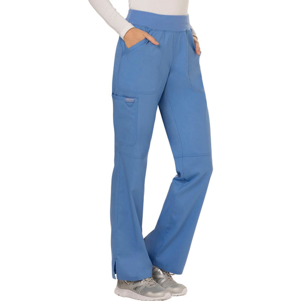 Cherokee Workwear Revolution WW110 Scrubs Pants Women's Mid Rise Straight Leg Pull-on Ciel Blue 4XL