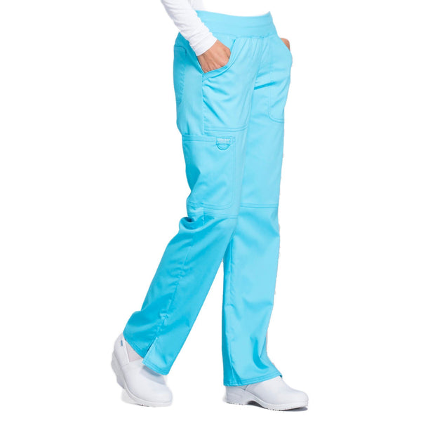 Cherokee Workwear Revolution WW110 Scrubs Pants Women's Mid Rise Straight Leg Pull-on Turquoise 4XL