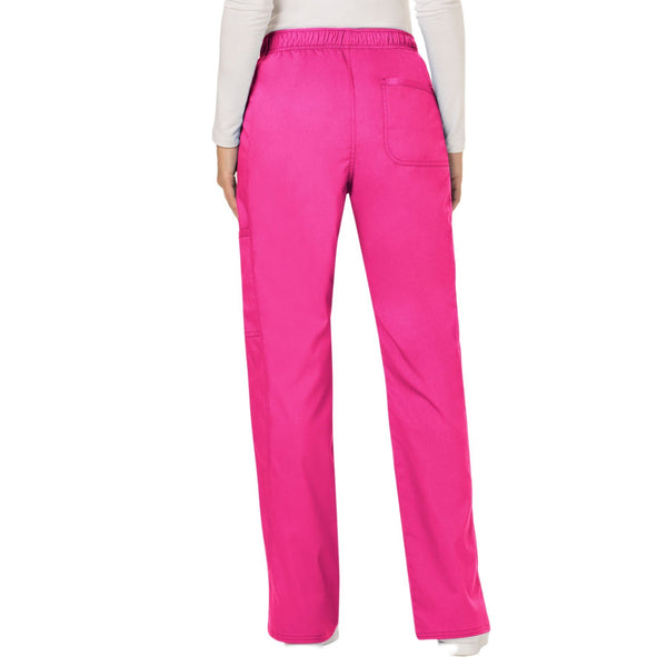 Cherokee Workwear Revolution WW120 Scrubs Pants Women's Mid Rise Flare Drawstring Electric Pink 3XL