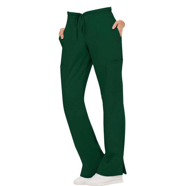 Cherokee Workwear Revolution WW120 Scrubs Pants Women's Mid Rise Flare Drawstring Hunter Green 4XL
