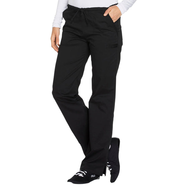 Cherokee Core Stretch WW130 Scrubs Pants Women's Mid Rise Straight Leg Drawstring Black 4XL