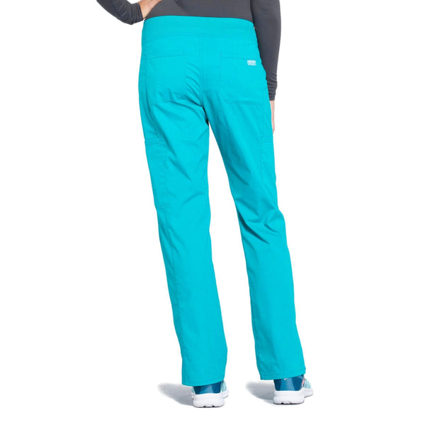 Cherokee Workwear Professionals WW170 Scrubs Pants Women's Mid Rise Straight Leg Pull-on Cargo Teal Blue 3XL