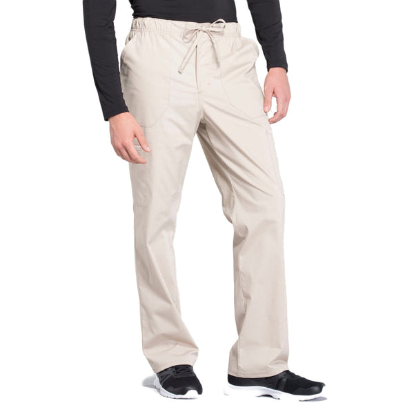 Cherokee Workwear Professionals WW190 Scrubs Pants Men's Tapered Leg Drawstring Cargo Khaki 5XL