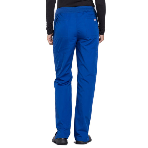 Cherokee Workwear WW210 Scrubs Pants Women's Mid Rise Straight Leg Pull-on Cargo Galaxy Blue 3XL