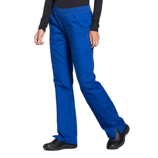 Cherokee Workwear WW210 Scrubs Pants Women's Mid Rise Straight Leg Pull-on Cargo Galaxy Blue 4XL