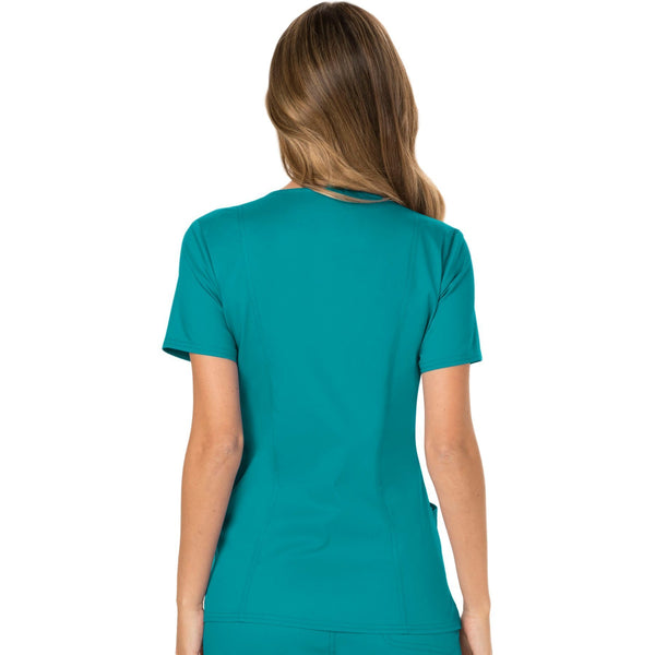 Cherokee Workwear Revolution WW610 Scrubs Top Women's Mock Wrap Teal Blue 3XL