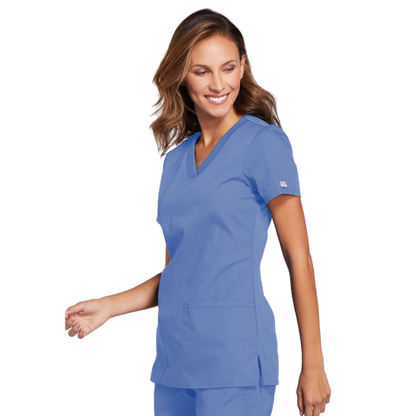 Cherokee Workwear WW645 Scrubs Top Women's V-Neck Ciel Blue 4XL