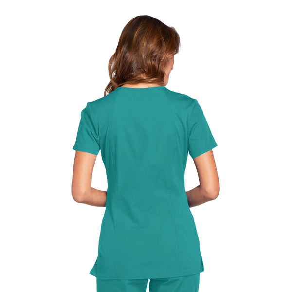 Cherokee Workwear WW645 Scrubs Top Women's V-Neck Teal Blue 3XL