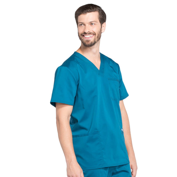 Cherokee Workwear Revolution WW670 Scrubs Top Men's V-Neck Caribbean Blue 5XL