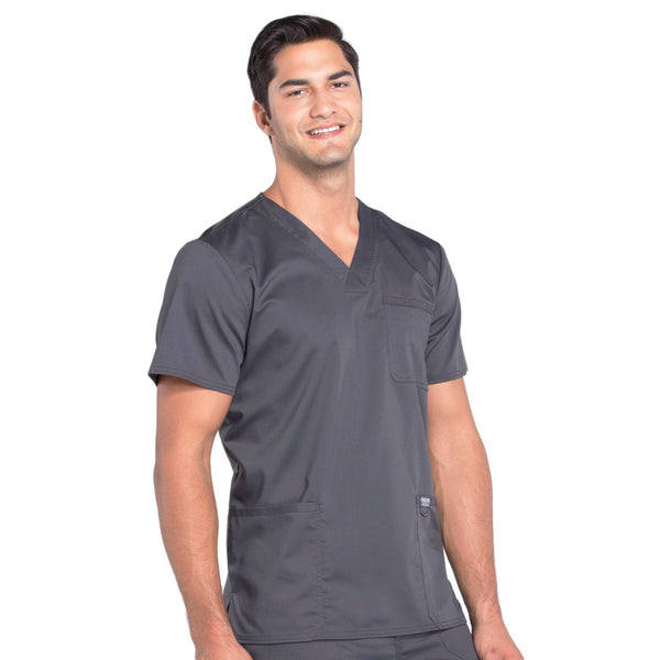 Cherokee Workwear Revolution WW670 Scrubs Top Men's V-Neck Pewter 5XL