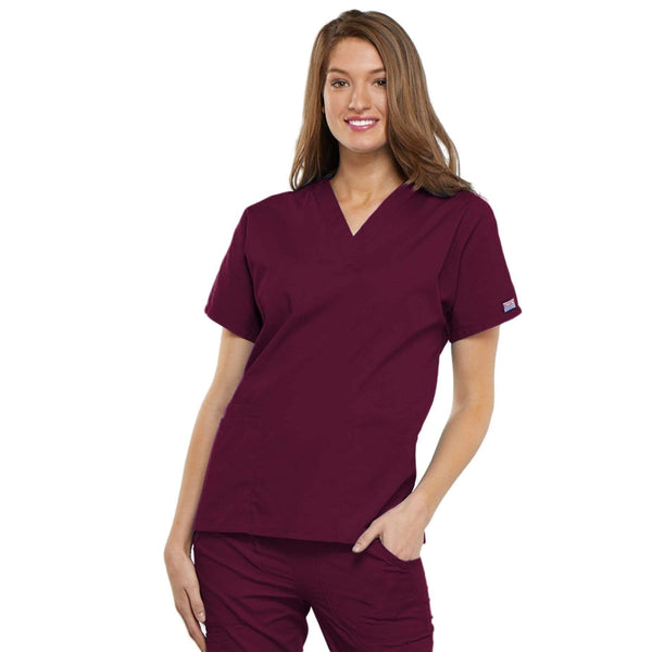 Cherokee Scrubs Top 2XL Cherokee Workwear 4700 Scrubs Top Women's V-Neck Wine