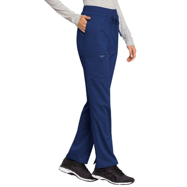 Cherokee Scrubs Pants Cherokee Workwear Revolution WW105 Scrubs Pants Women's Mid Rise Tapered Leg Drawstring Navy