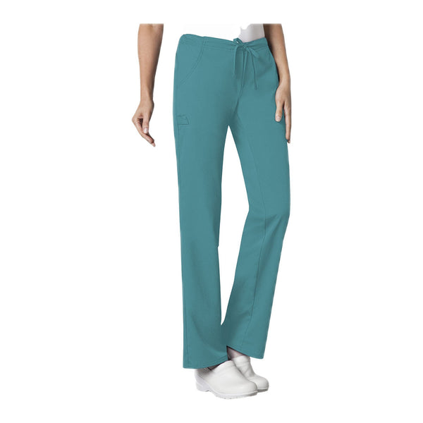 Cherokee Scrub Pants Luxe Low Rise Straight Leg Drawstring Pant Teal Pant