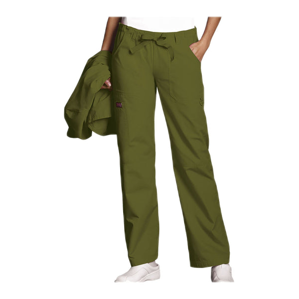 Cherokee Workwear Pant WW Low Rise Drawstring Cargo Pant Olive Pant