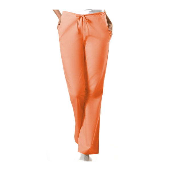 Cherokee Workwear Pant WW Natural Rise Flare Leg Drawstring Pant Orange Sorbet Pant
