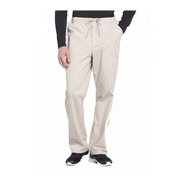 Cherokee Workwear Pant WW Professionals Mens Men's Tapered Leg Drawstring Cargo Pant Khaki Pant