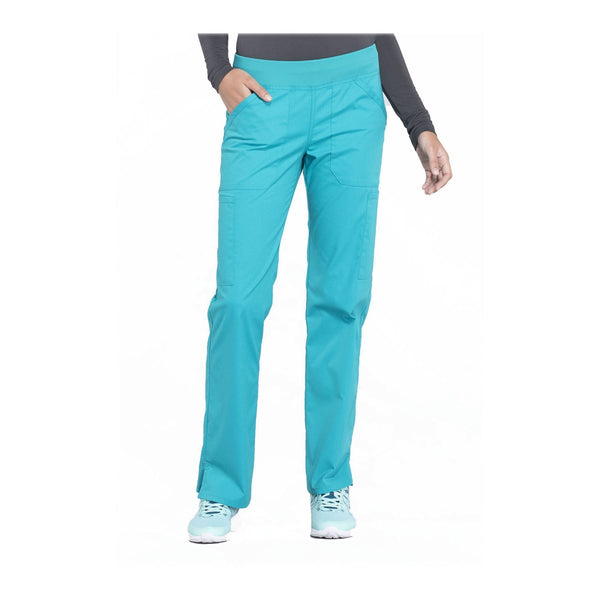 Cherokee Workwear Pant WW Professionals Mid Rise Straight Leg Pull-on Cargo Pant Teal Pant