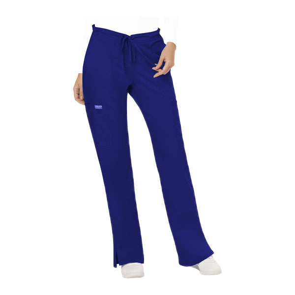 Cherokee Workwear Pant WW Revolution Mid Rise Moderate Flare Drawstring Pant Galaxy Blue Pant