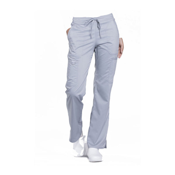 Cherokee Workwear Pant WW Revolution Mid Rise Moderate Flare Drawstring Pant Grey Pant
