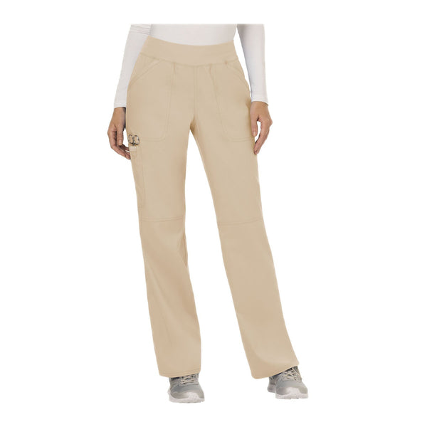 Cherokee Workwear Pant WW Revolution Mid Rise Straight Leg Pull-on Pant Khaki Pant