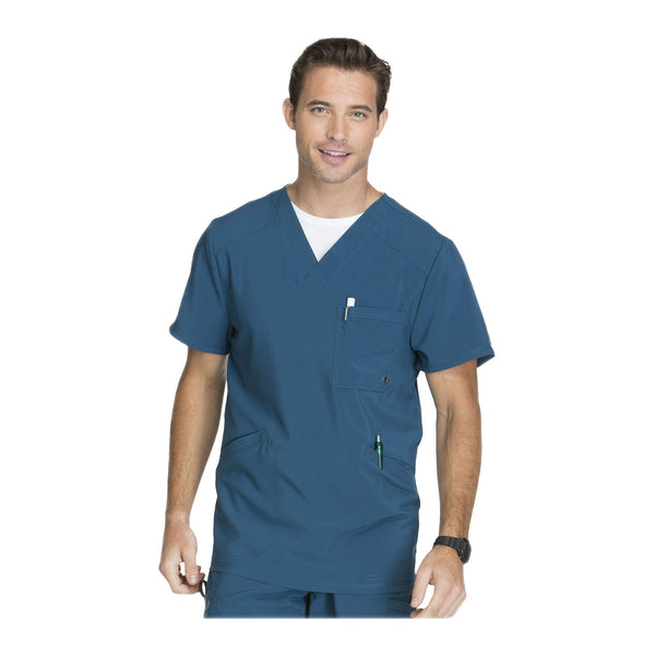 Cherokee Scrub Top Infinity Men V-Neck Top Caribbean Blue Top