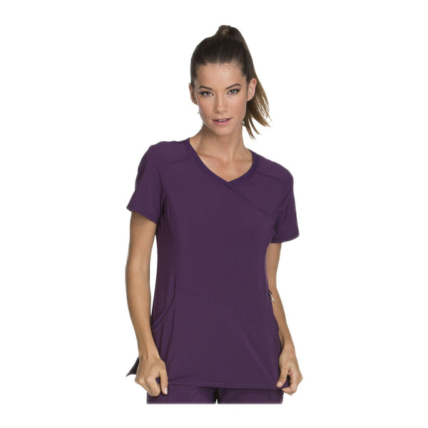 Cherokee Scrub Top Infinity Mock Wrap Top Eggplant Top